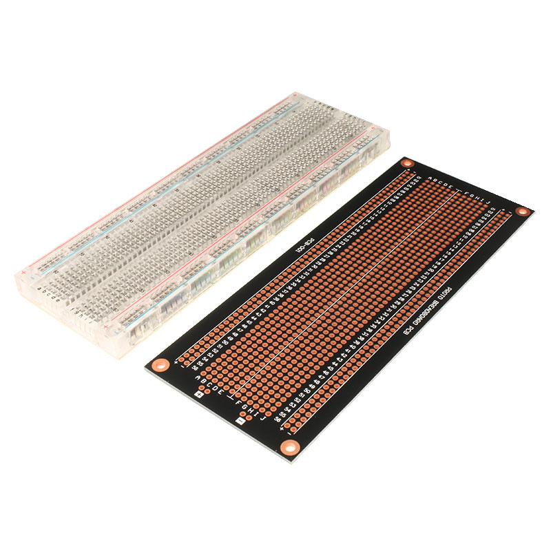 Placa de Fibra de Vidrio Tipo Breadboard 800 Contactos – Paso 2,54 mm