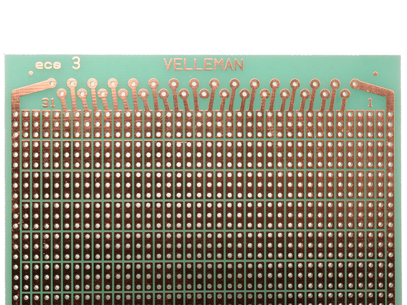 Fiberglass Stripboard with 3 Holes Interrupted Track Lines 100 x 160 mm - 2.54 mm - ECS3