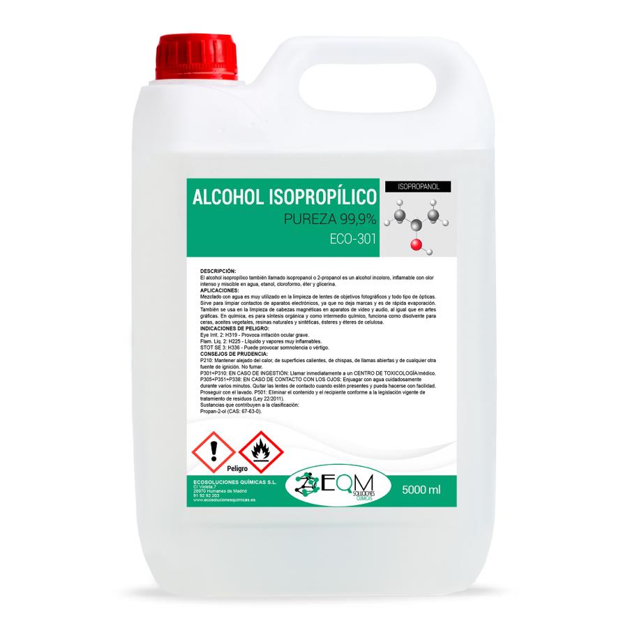 EQM ECO-301-5L - Limpador lento de álcool isopropílico 5L - Pureza 99,9%