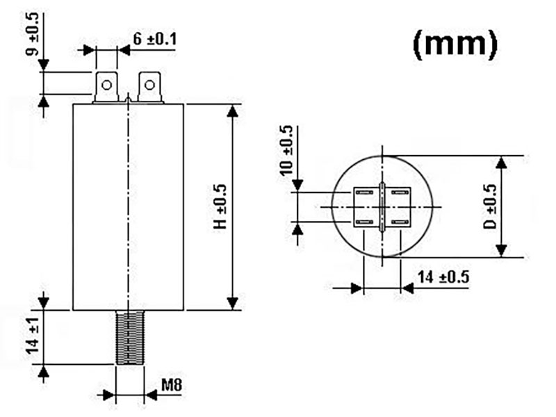 Condensateur pour Moteur - 2,5 µF - 450 VAC
