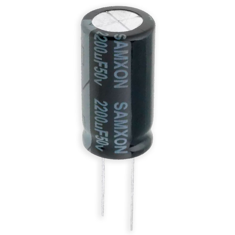 SAMXON - Condensador Electrolico Radial 2200 µF - 50V - 105º - Ø16 x 30 mm - R-7,5mm - EKM228M1HK30RRSHP