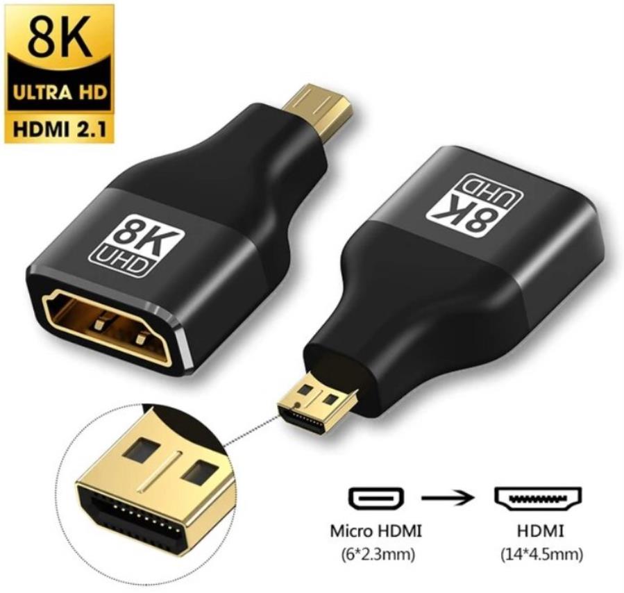 Conector Adaptador HDMI Fêmea - HDMI Micro Macho - 8K UHD