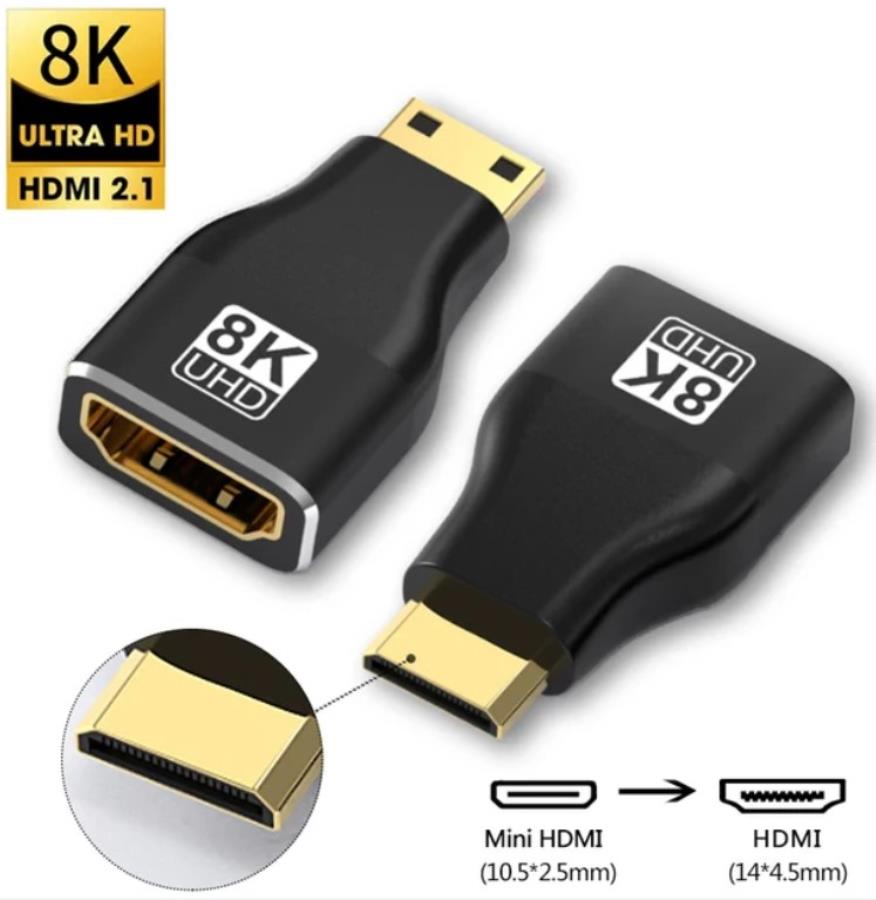 Conector Adaptador HDMI Fêmea - HDMI Mini Macho - 8K UHD