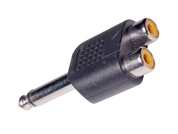 Connecteur Adaptateur Jack 6,3 Mâle Mono - 2 RCA Femelle