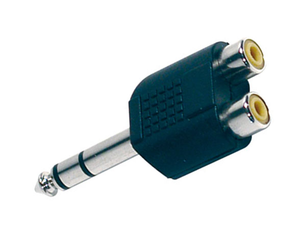Connecteur Adaptateur Jack 6,3 Mâle Stereo - 2 RCA Femelle