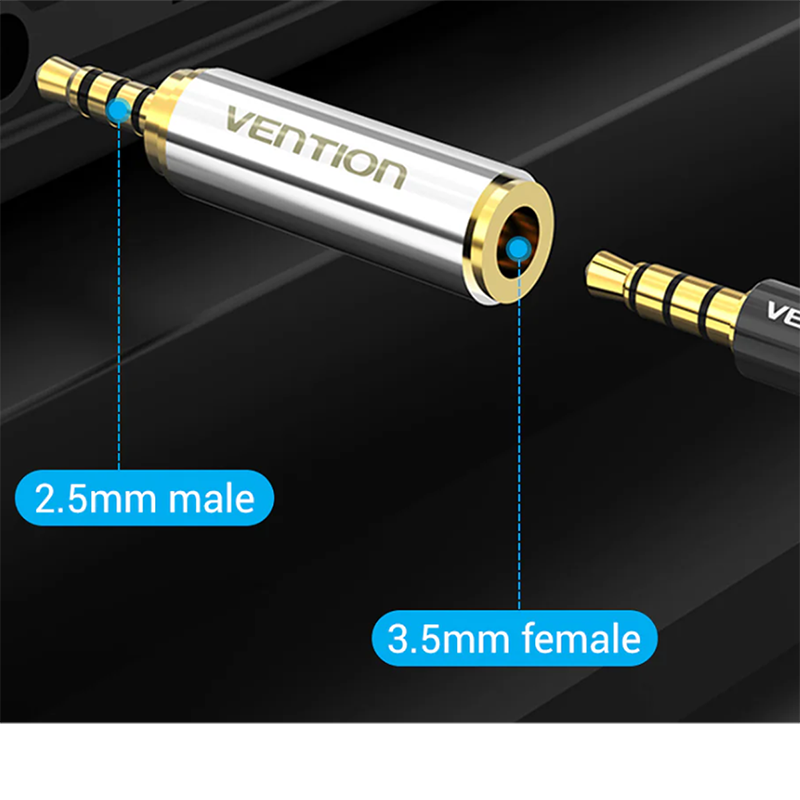 VENTION VAB-S02 - Adaptateur Jack 2,5 mm Mâle vers 3,5 mm Femelle 4 Pôles TRRS