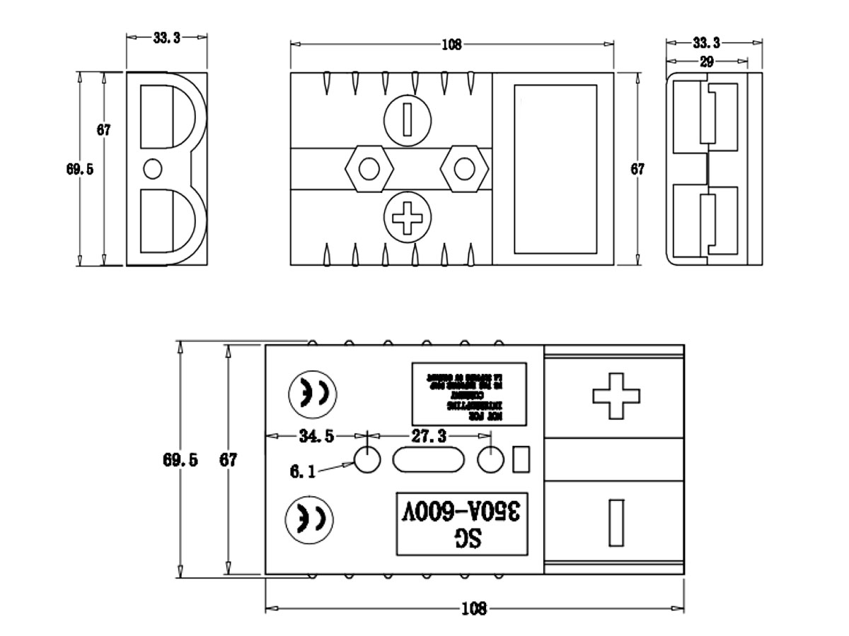 Anderson® SB350 Type Connector - Gray - AWG2-0