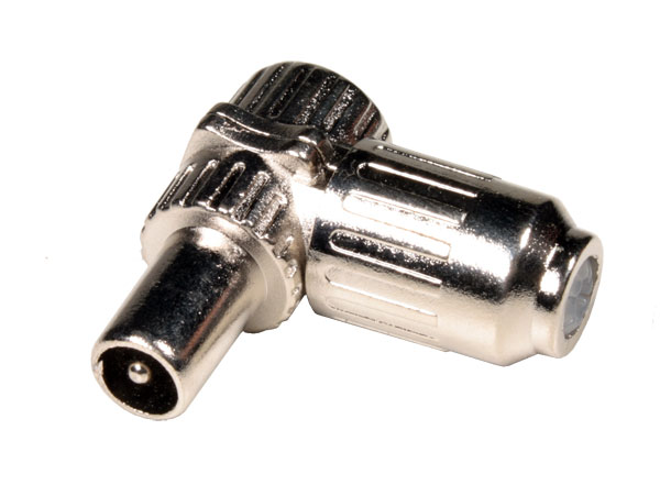 Conector Antena 75 Ohmios Aéreo Plástico Acodado 13 mm Macho