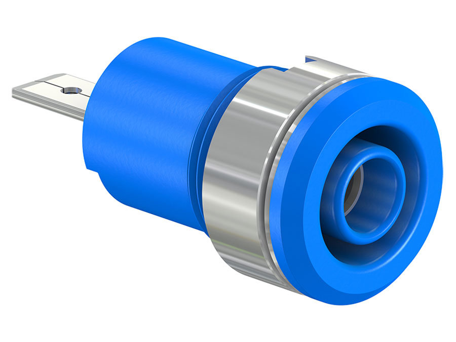 Stäubli SLB4-F/A - Fiche Banane Chassis Femelle 4 mm Sécurité Bleu - 23.3070-23