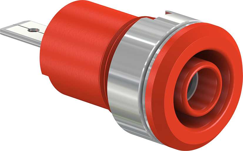 Stäubli SLB4-F/A - Fiche Banane Chassis Femelle 4 mm Sécurité Rouge - 23.3070-22