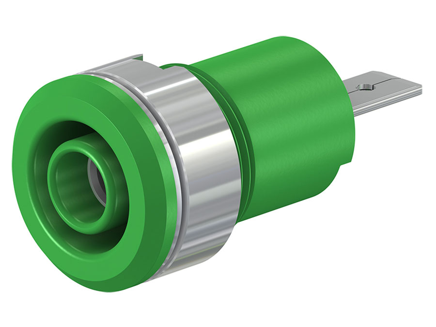 Stäubli SLB4-F/A - Hembrilla 4 mm Seguridad - Verde - 23.3070-25