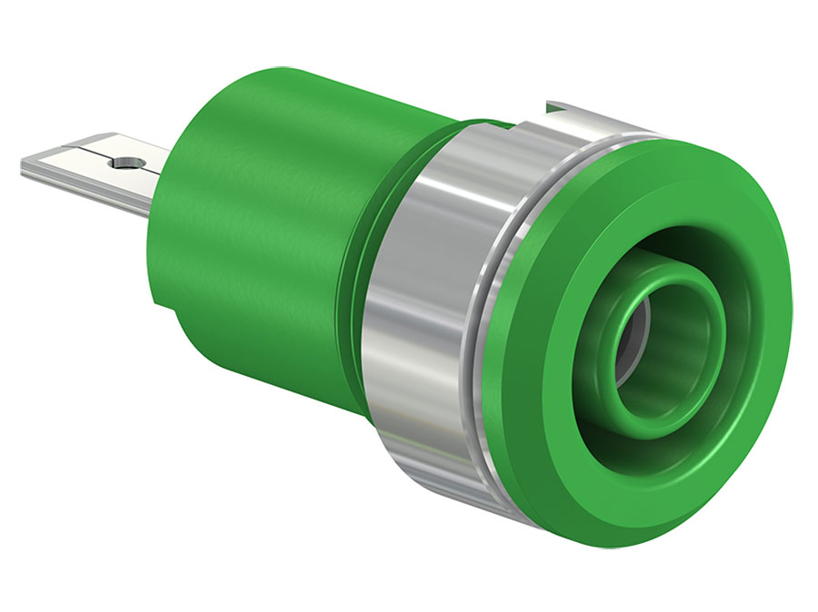 Stäubli SLB4-F/A - 4 mm Safety Socket - Green - 23.3070-25