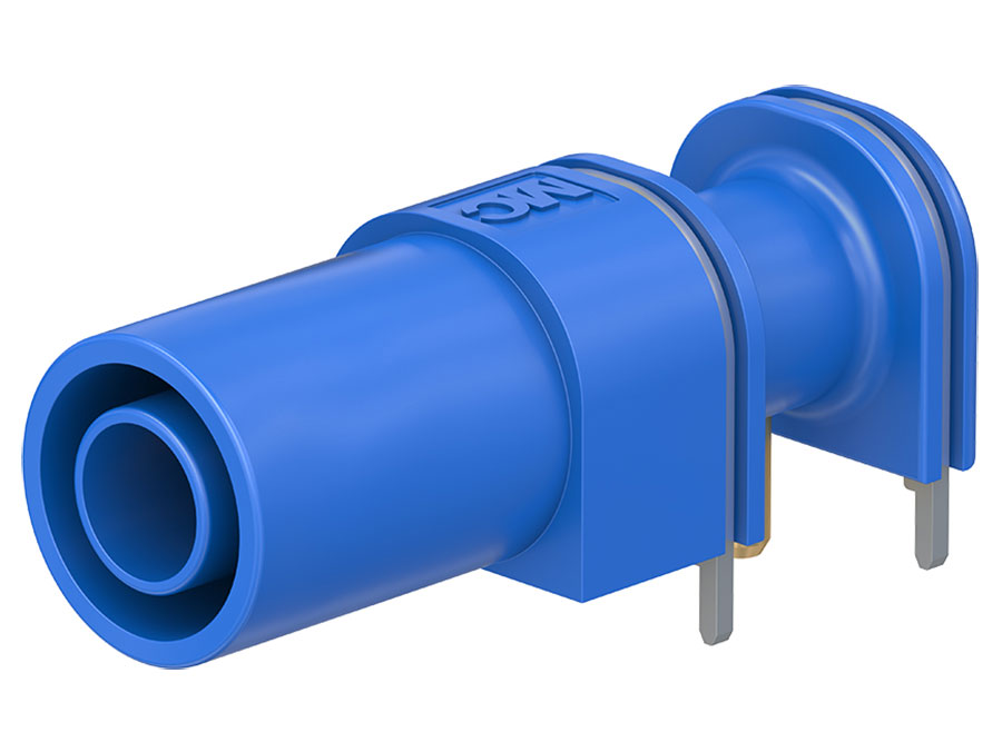 Stäubli XELW-4 - Banane Chassis Femelle 4 mm pour circuit imprimé (PCB) - Bleu - 66.9040-23