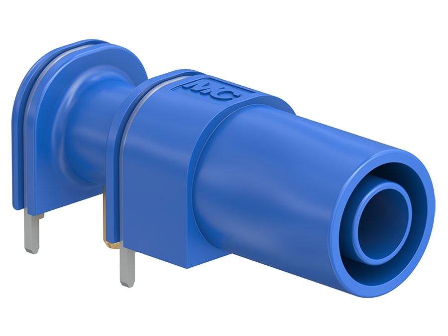 Stäubli XELW-4 - Banana Base Chassis Fêmea 4 mm a PCB - Azul - 66.9040-23