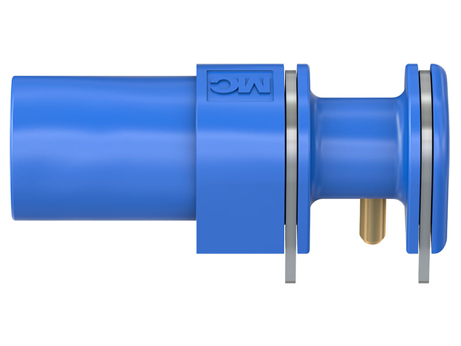 Stäubli XELW-4 - Banana Base Chassis Fêmea 4 mm a PCB - Azul - 66.9040-23