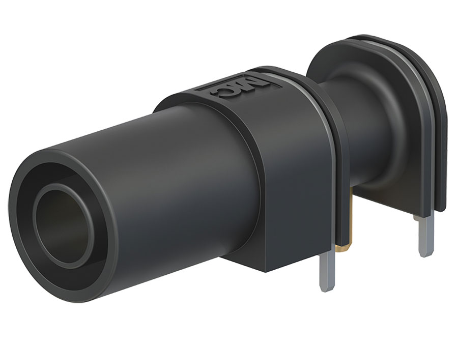 Stäubli XELW-4 - Banane Chassis Femelle 4 mm pour circuit imprimé (PCB) - Noir - 66.9040-22