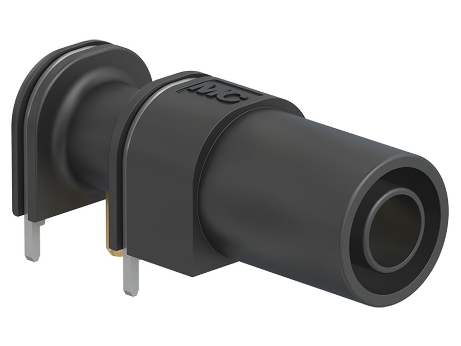 Stäubli XELW-4 - Banana Base Chassis Fêmea 4 mm a PCB - Preto - 66.9040-22