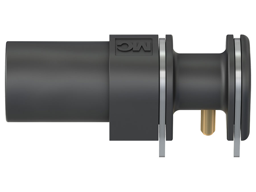 Stäubli XELW-4 - Banana Base Chassis Fêmea 4 mm a PCB - Preto - 66.9040-22