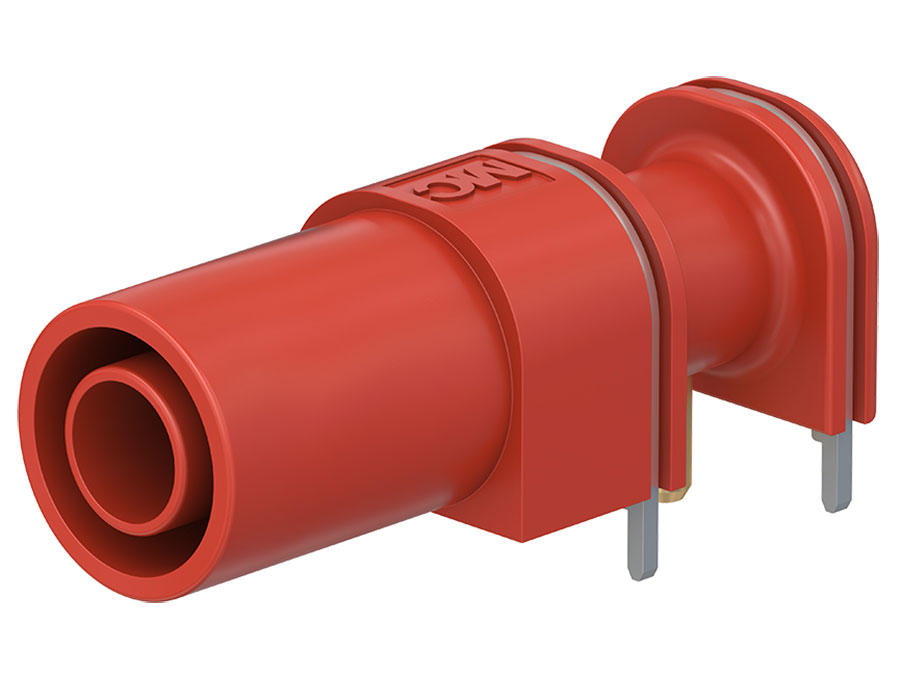 Stäubli XELW-4 - Hembrilla de 4 mm de Seguridad Circuito Impreso (PCB) - Rojo - 66.9040-22