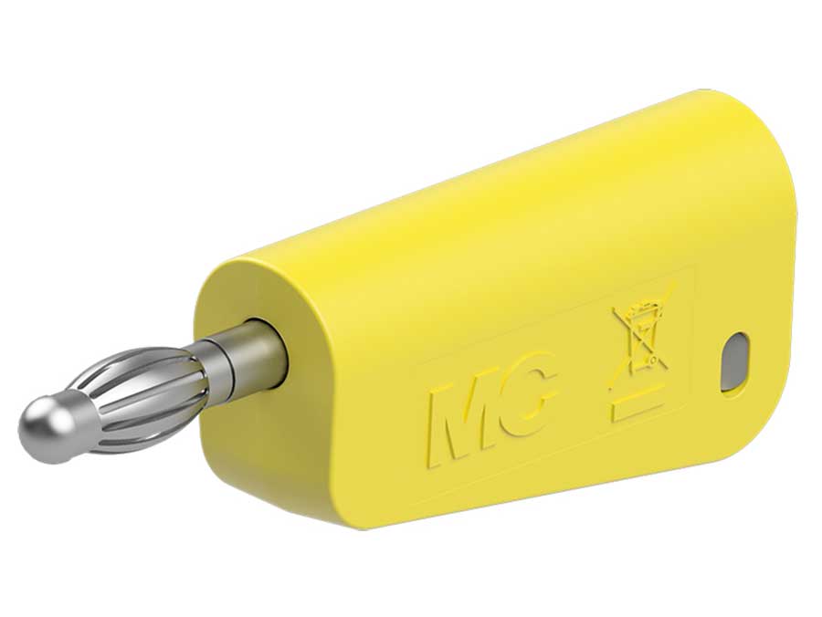 Stäubli LM-4N-30 - Banana Macho Apilable de 4mm - Cable 1,0 mm² - Amarillo - 64.1040-24