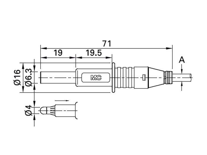 Stäubli X-GL-438 - Banana Macho 4 mm de Segurança - Vermelho - 66.9584-22