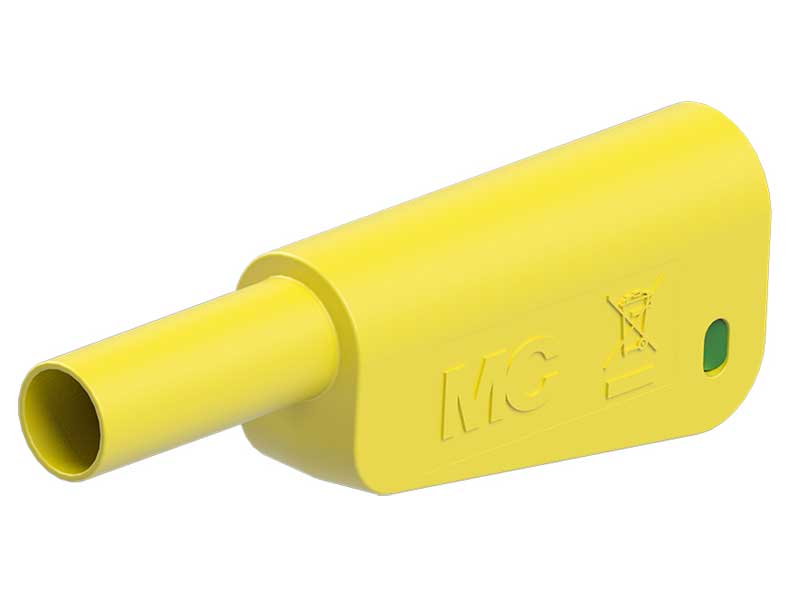 Stäubli SLM-4N-39 - Banana Macho Apilable de 4mm de Seguridad - Cable 1.0 mm² - Amarillo / Verde - 66.2020-20