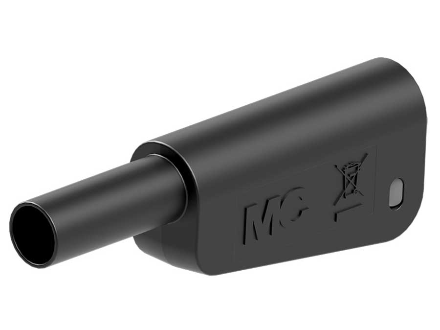 Stäubli SLM-4N-39 - Banane Macho Apilable de 4mm de Sécurité - Câble 1.0 mm² - Noir - 66.2020-21
