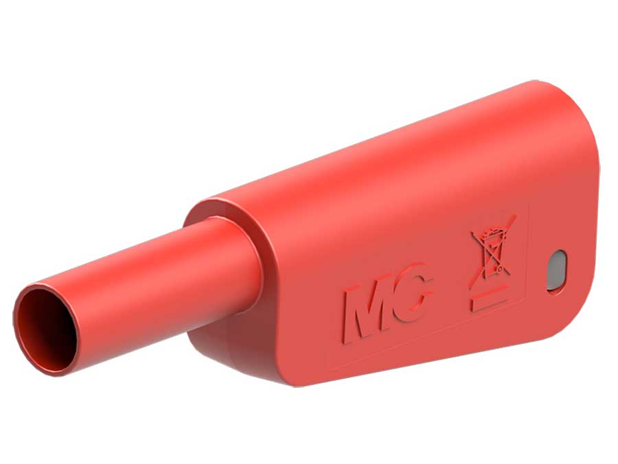 Stäubli SLM-4N-39 - Banana Macho Apilable de 4mm de Seguridad - Cable 1.0 mm² - Rojo - 66.2020-22