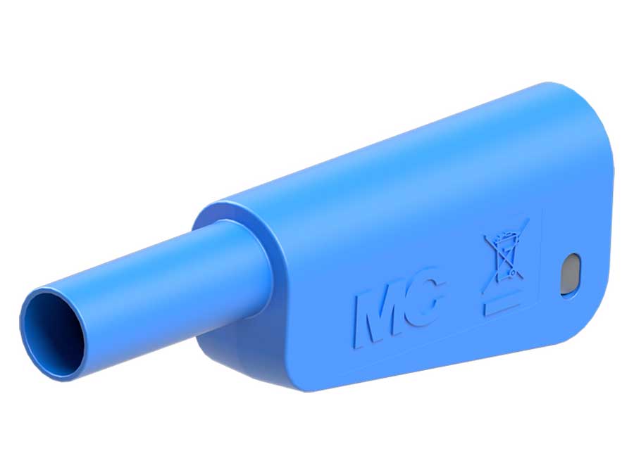 Stäubli SLM-4N-39 - Banana Macho Apilable de 4mm de Seguridad - Cable 1.0 mm² - Azul - 66.2020-23