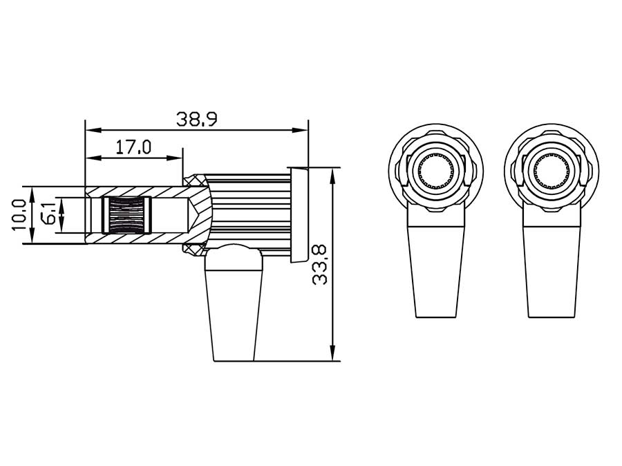 Stäubli POAG-KBT6-EC/6 - Banane Equipotentielle Coude 6 mm - Usage Médical - Jaune / Vert - 6.0 mm² - 55.3225-20