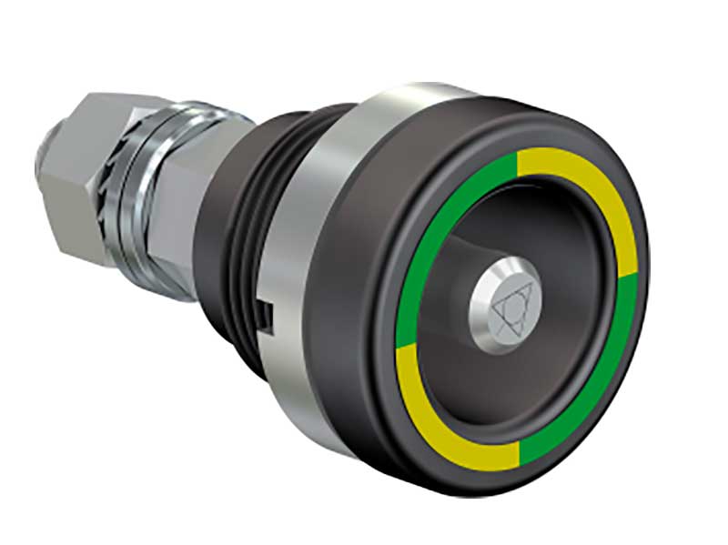 Stäubli POAG-ID6 - Ø6MM Chassis Equipotential Socket - Yellow-Green - 14.0007