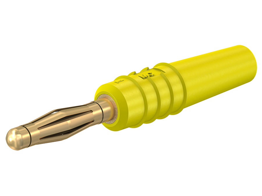 Stäubli SLS205-L - Banana 2 mm macho apilable Au - 10 A -  30 VCA -   60 VDC -  amarillo - 22.2618-24