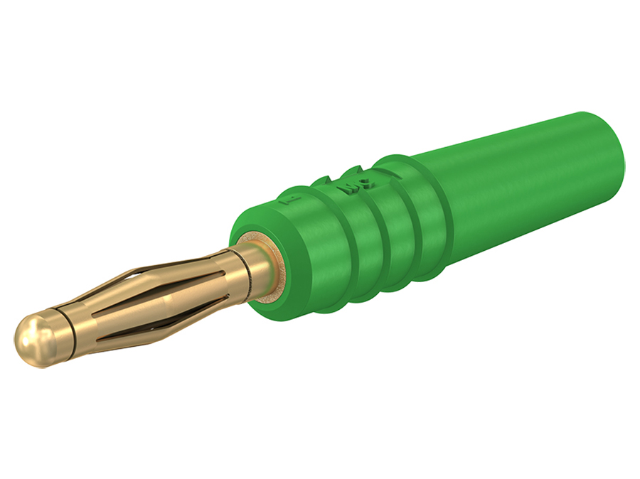 Stäubli SLS205-L - Banana 2 mm macho apilable Au -  10 A - 30 VCA - 60 VCD - verde - 22.2618-25