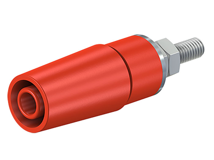 Stäubli SAB4-G/N-X - Banane Chassis Femelle 4 mm Connexion à Vis - Rouge - 49.7042-22