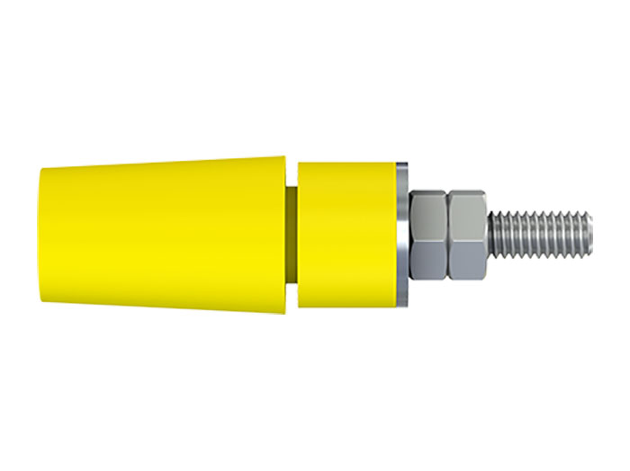 Stäubli SAB4-G/N-X - 4 mm Female Banana Jack Panel Mount Socket with blot - Yellow - 49.7042-24
