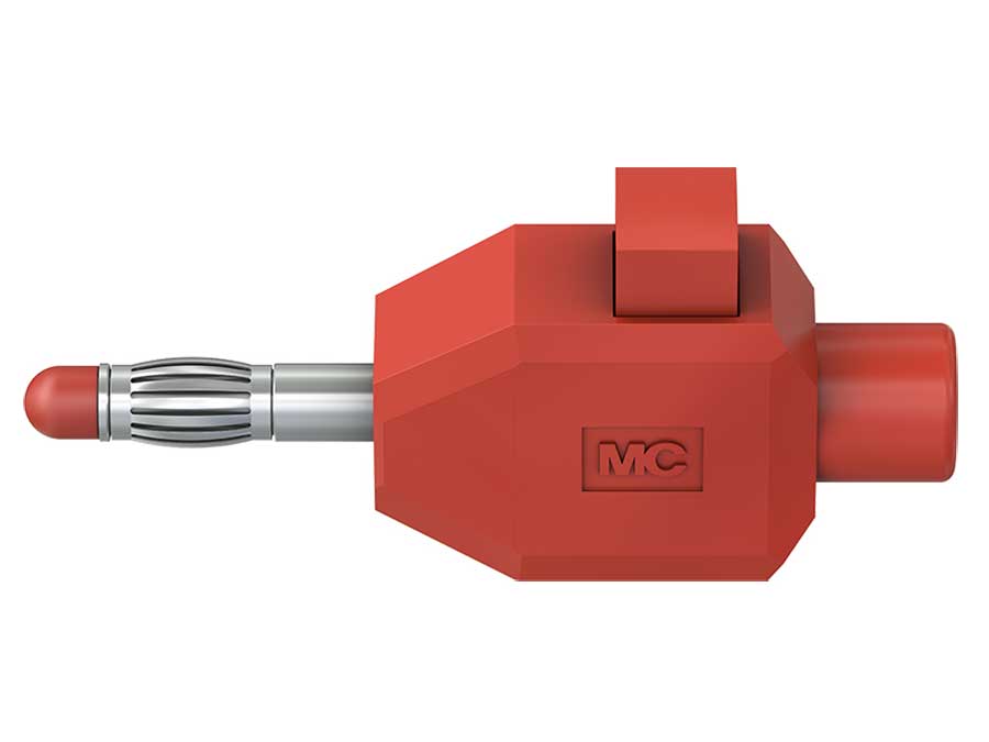 Stäubli KLS4 - Plugue banana rápido de 4 mm - cabo 2,5 mm² - Vermelho - 22.3006-22