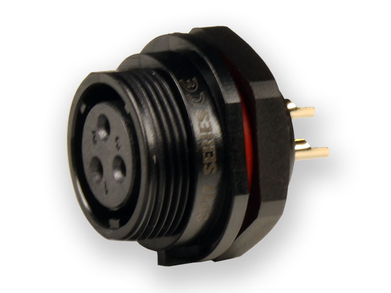 WEIPU SP17 Series IP68 - 3 Contacts Ø17 Waterproof Female Panel-Mount Connector - SP1712/S3-1N