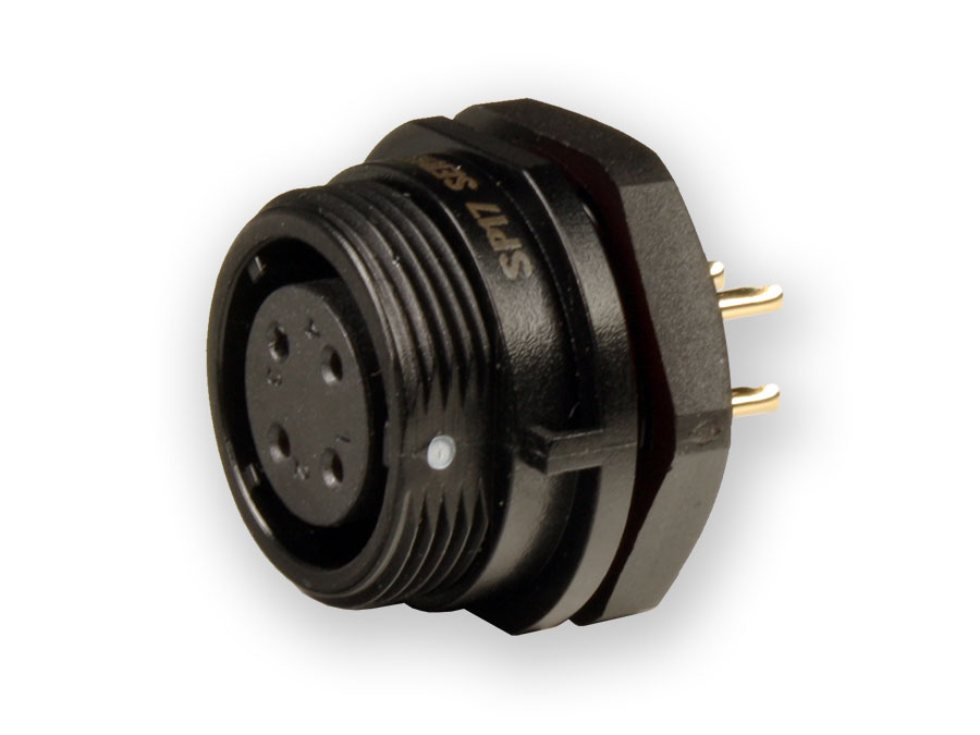 WEIPU SP17 Series IP68 - 4 Contacts Ø17 Waterproof Female Panel-Mount Connector - SP1712/S4-1N