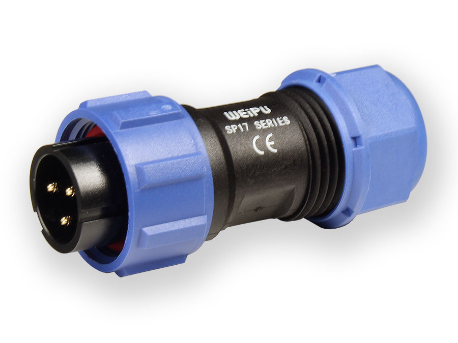 WEIPU SP17 Series IP68 - 3 Contacts Ø17 Waterproof Male Cable-Mount Connector - SP1710/P3-1N