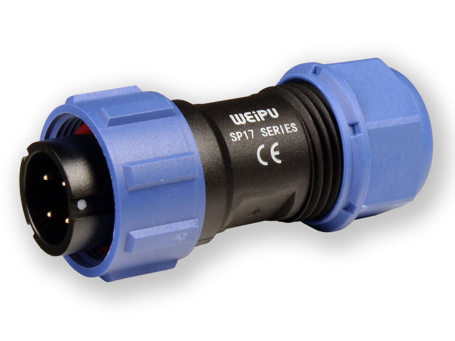 WEIPU SP17 Series IP68 - 4 Contacts Ø17 Waterproof Male Cable-Mount Connector - SP1710/P4-1N