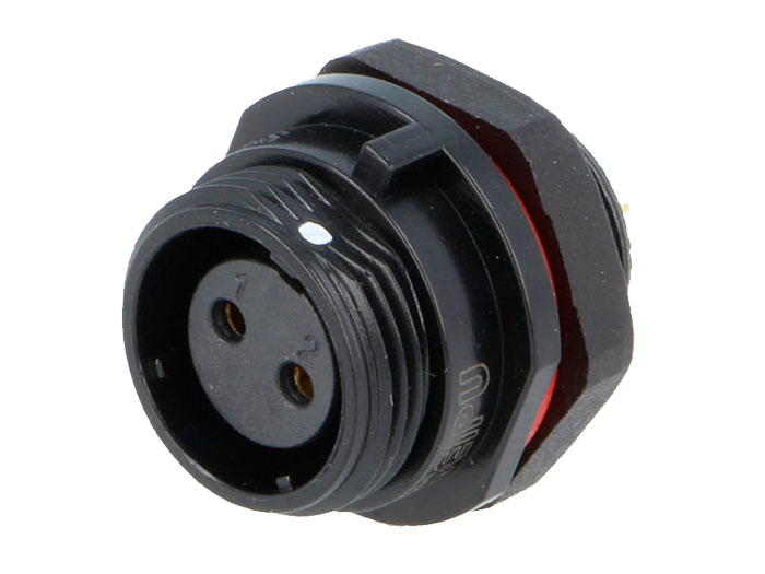 WEIPU SP13 Series IP68 - 2 Contacts Ø13 Waterproof Female Panel-Mount Connector - IP68 - FM686832 - SP1312/S2-N