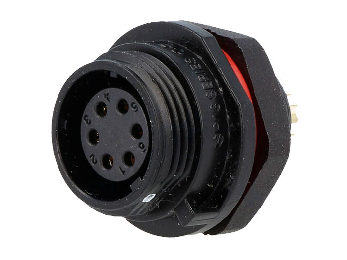 WEIPU SP13 Series IP68 - 6 Contacts Ø13 Waterproof Female Panel-Mount Connector - IP68 - FM686806 - SP1312/S6-N