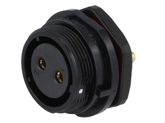 WEIPU SP21 Series IP68 - 2 Contacts Ø21 Waterproof Female Panel-Mount Connector - SP2112/S2-1N