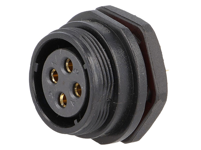 WEIPU SP21 Series IP68 - 4 Contacts Ø21 Waterproof Female Panel-Mount Connector - SP2112/S4