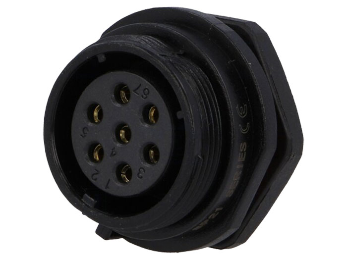 WEIPU SP21 Series IP68 - 7 Contacts Ø21 Waterproof Female Panel-Mount Connector - SP2112/S7