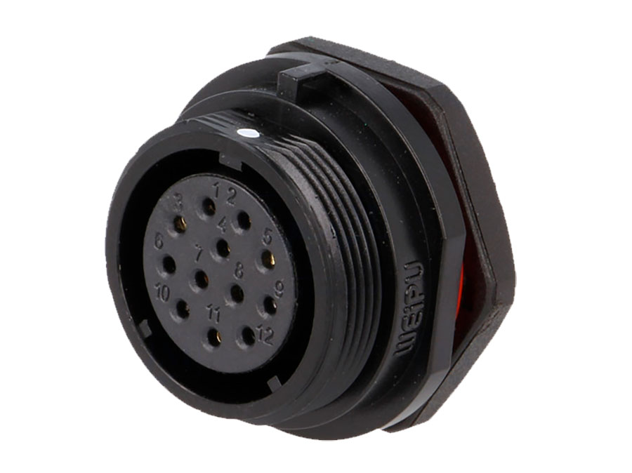 WEIPU SP21 Series IP68 - 12 Contacts Ø21 Waterproof Female Panel-Mount Connector - SP2112/S12