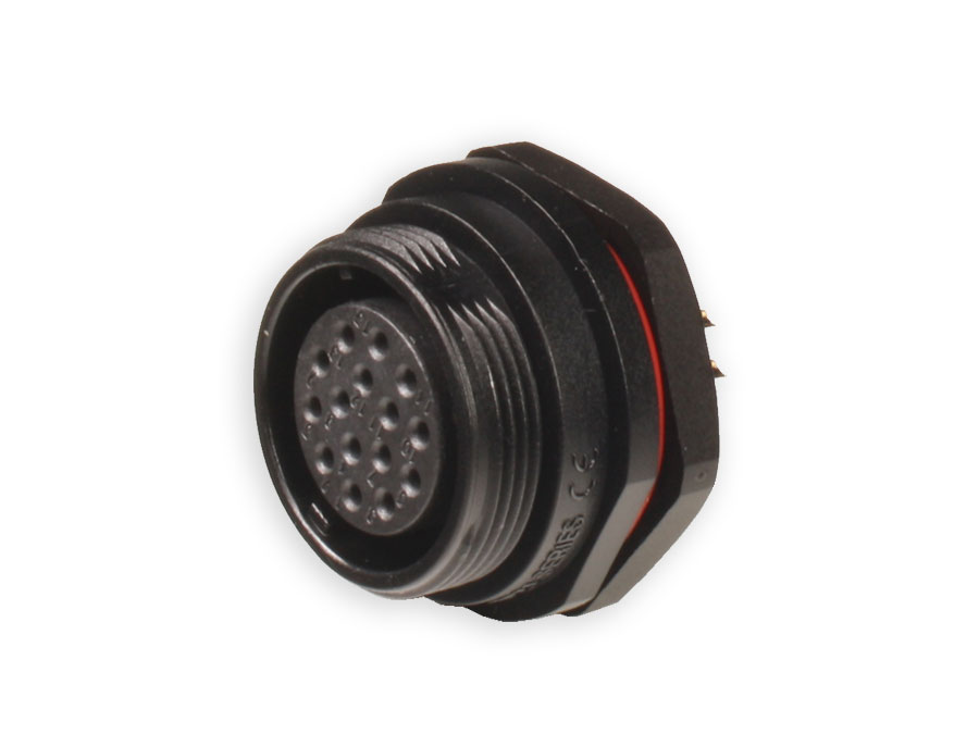 WEIPU SP21 Series IP68 - Conector Estanco Ø21 Hembra Base Panel 15 Contactos - SP2112/S15-1N