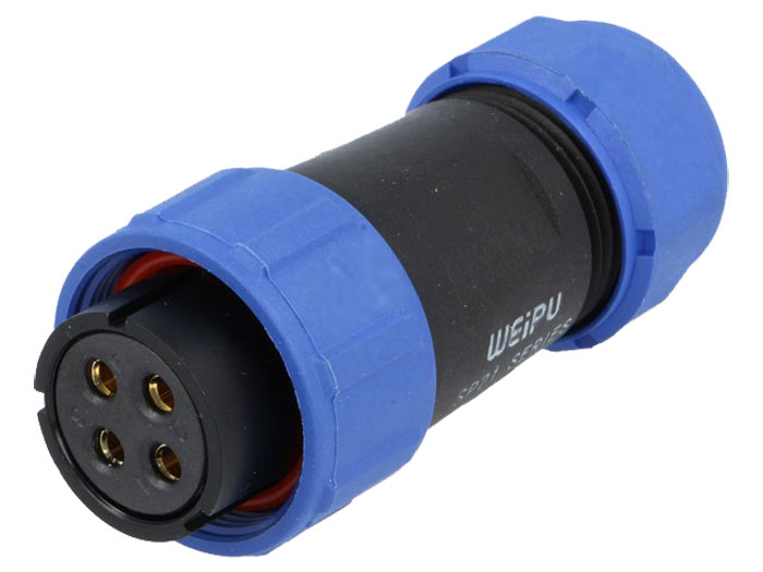 WEIPU SP21 Series IP68 - 4 Contacts Ø21 Waterproof Female Cable-Mount Connector - SP2110/S4II-1N