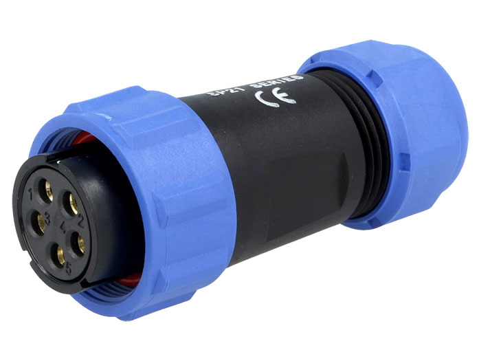WEIPU SP21 Series IP68 - 5 Contacts Ø21 Waterproof Female Cable-Mount Connector - SP2110/S5II-1N