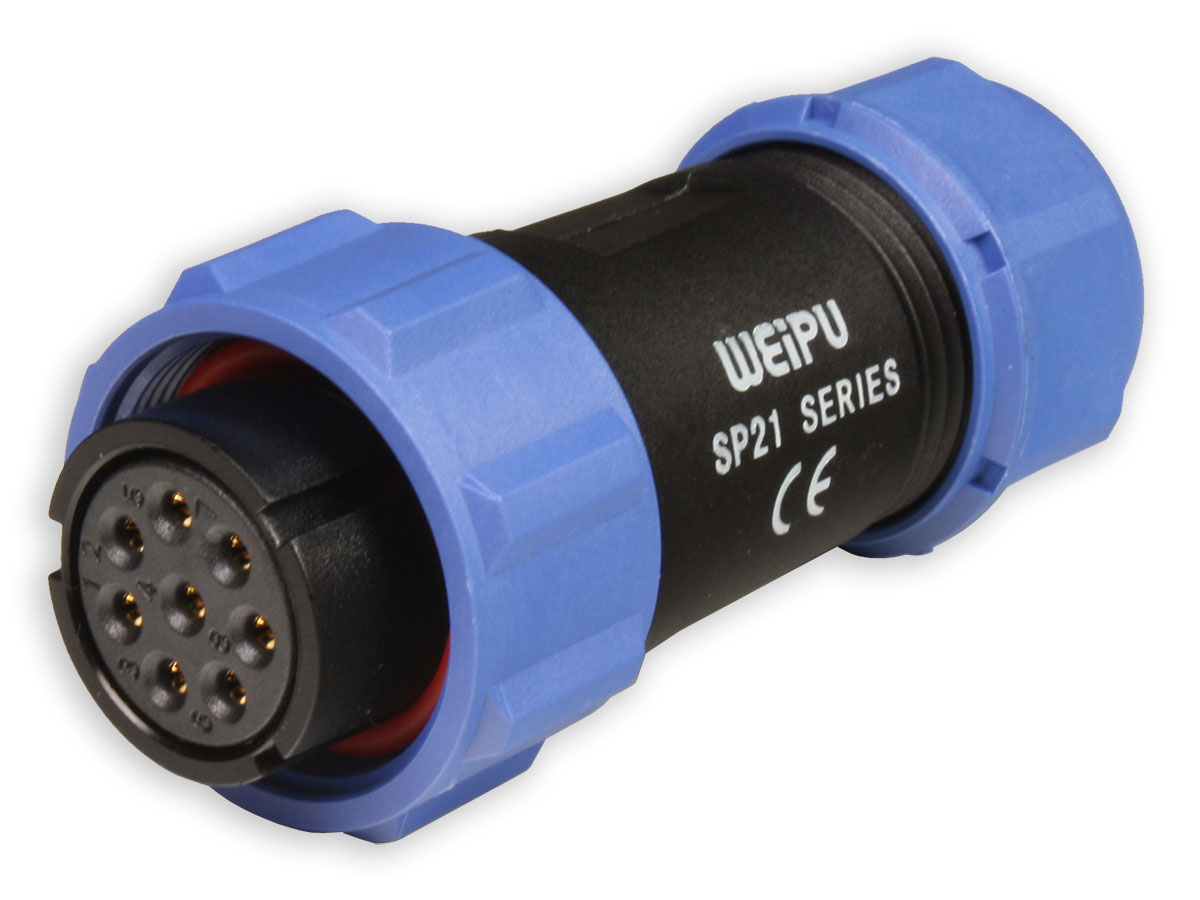 WEIPU SP21 Series IP68 - 8 Contacts Ø21 Waterproof Female Cable-Mount Connector - SP2110/S8II-1N